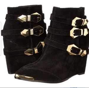 Vince camuto leather wedge booties
